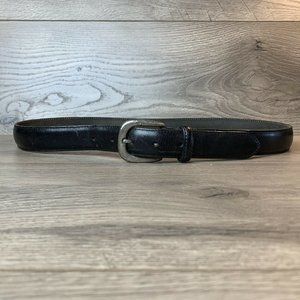 Padded Leather, Black Belt Silver Plate Buckle. 34-38 in. See Descrip. & Pics.